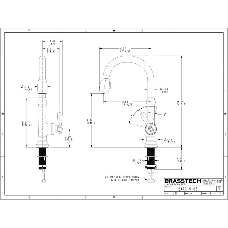 Forever Brass Victorian Style Pull Down Kitchen Faucet