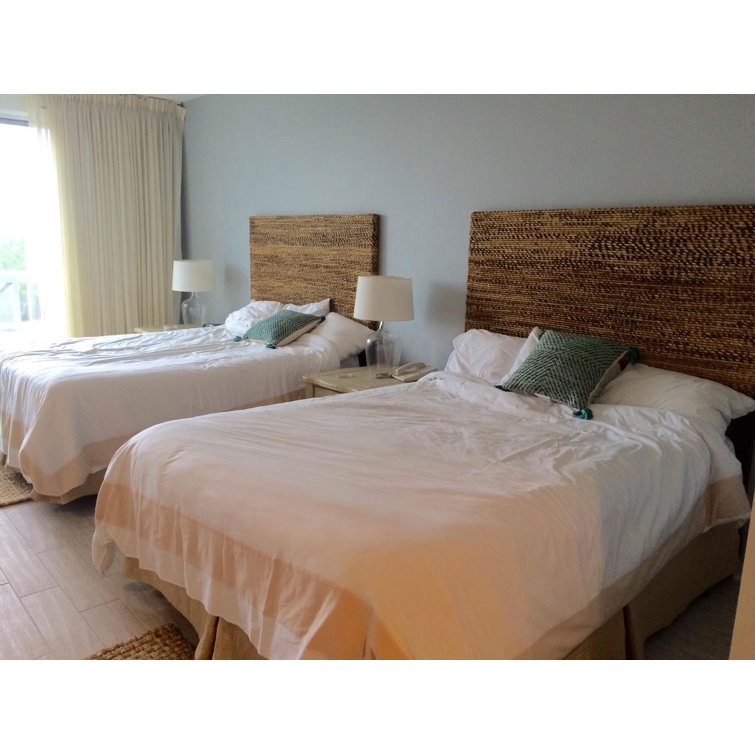 Queen Mahogany and Water Hyacinth Woven Headboard