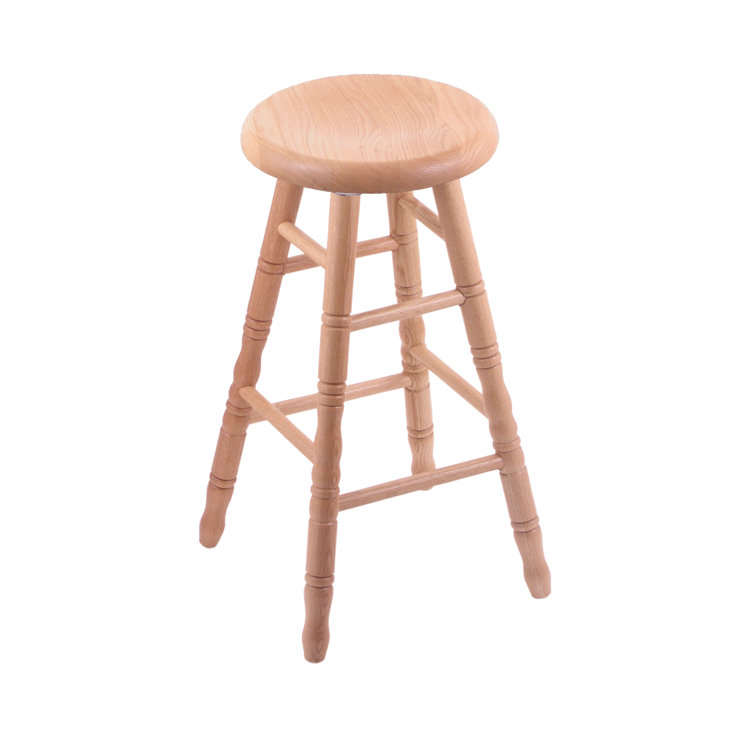Oak Saddle Dish 24" Natural Swivel Counter Stool with Turned Legs