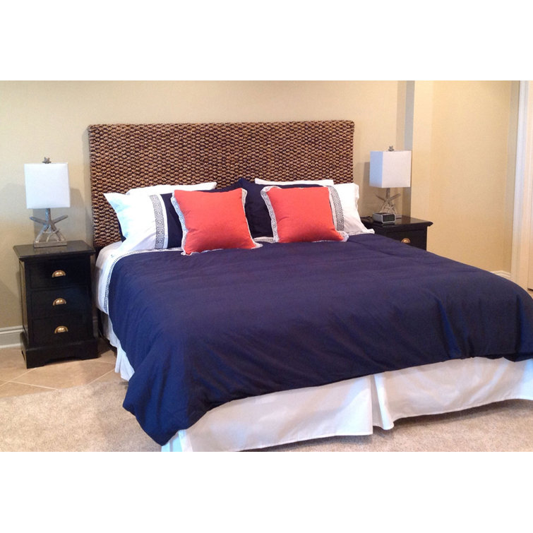 Queen Mahogany and Water Hyacinth Woven Headboard