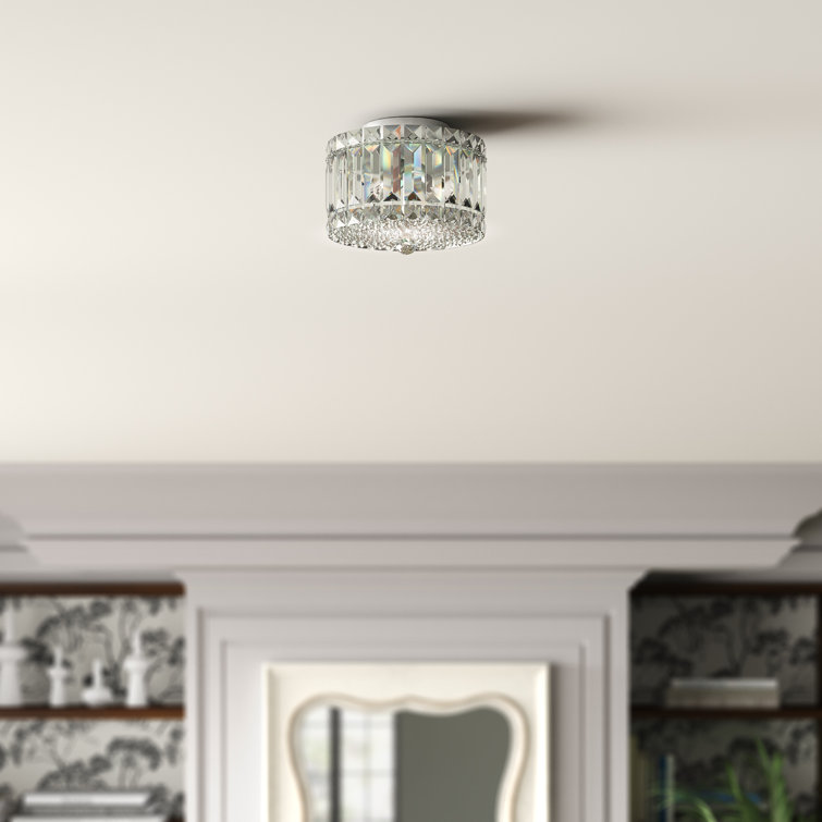 Swarovski Elements Clear Crystal 4-Light Stainless Steel Drum Chandelier