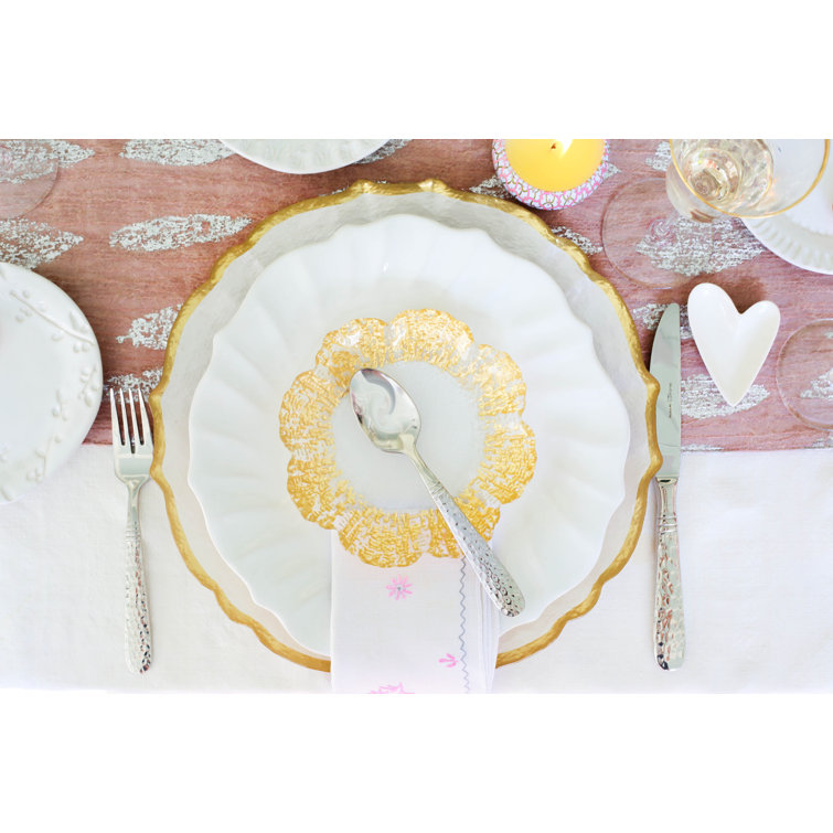Elegant Gold-Plated Glass Canape Plate with Scallop Embellishment