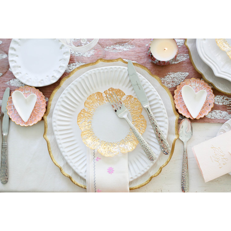 Elegant Gold-Plated Glass Canape Plate with Scallop Embellishment