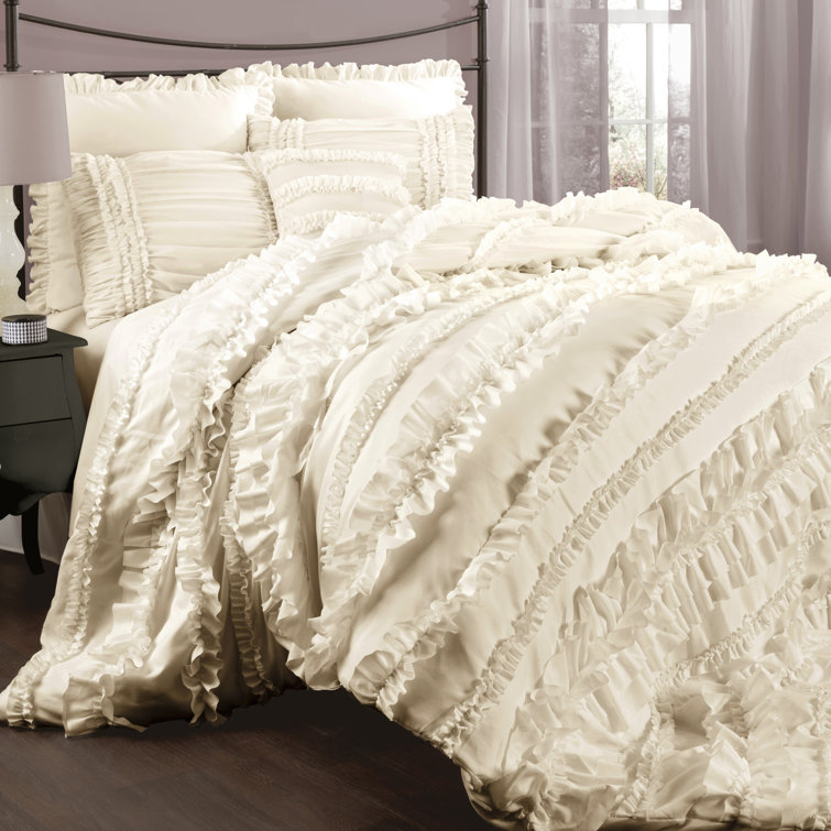 Ivory Queen Cotton Ruffled Comforter Set