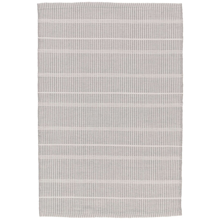 Gray and Ivory Stripe 6' x 9' Synthetic Flat Woven Rug