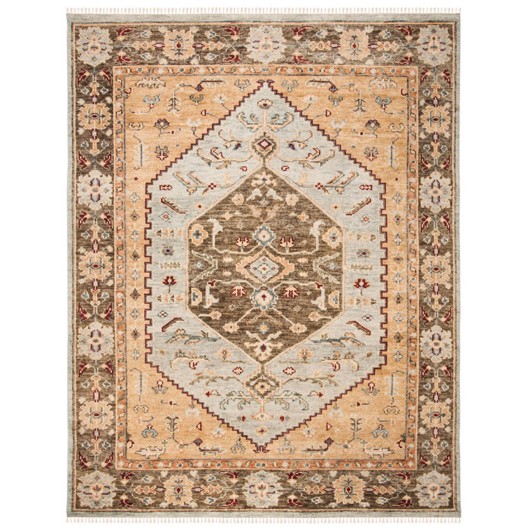 Samarkand Blue and Brown Hand-Knotted Wool Area Rug