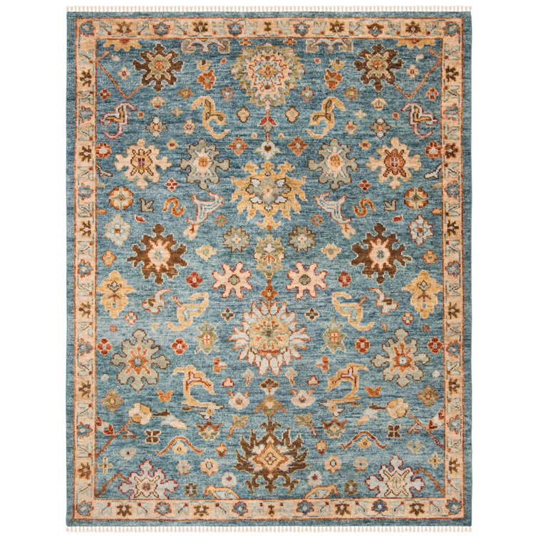 Samarkand Blue Hand-Knotted Wool Area Rug 9' x 12'
