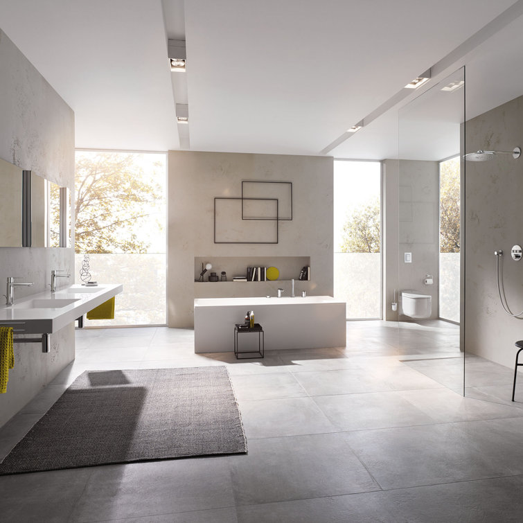 Moon White Metal Wall-Mounted Shower Trim with Push-button Diverter