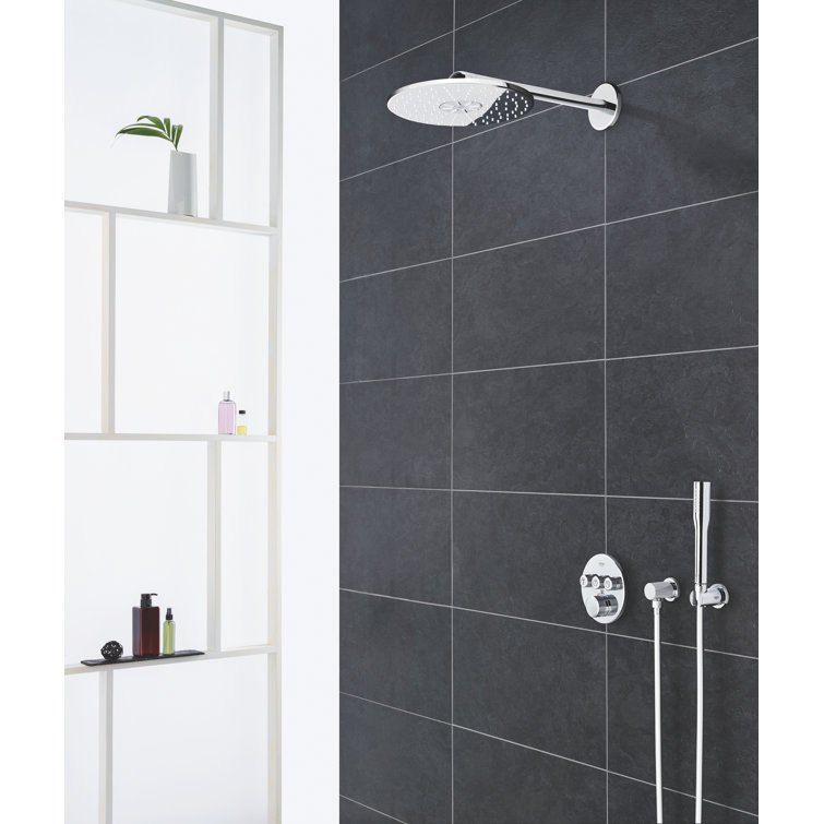 Moon White Metal Wall-Mounted Shower Trim with Push-button Diverter