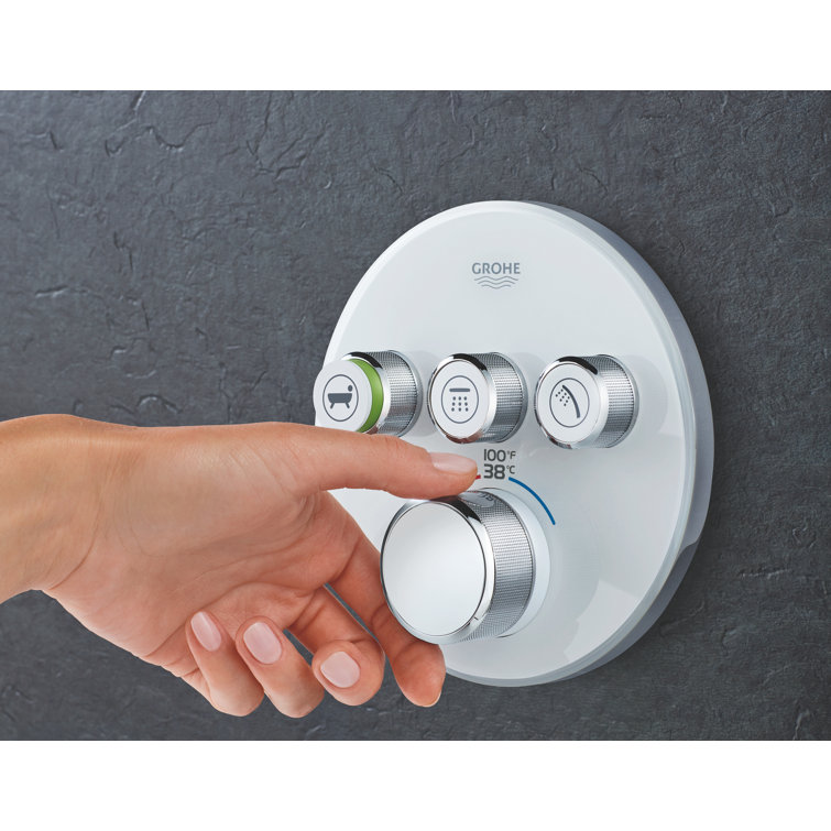 Moon White Metal Wall-Mounted Shower Trim with Push-button Diverter