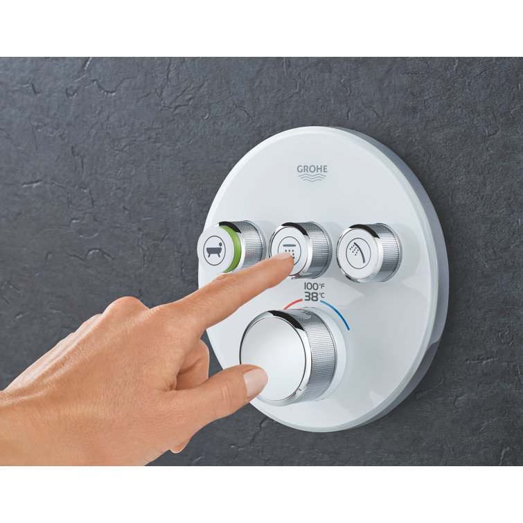 Moon White Metal Wall-Mounted Shower Trim with Push-button Diverter