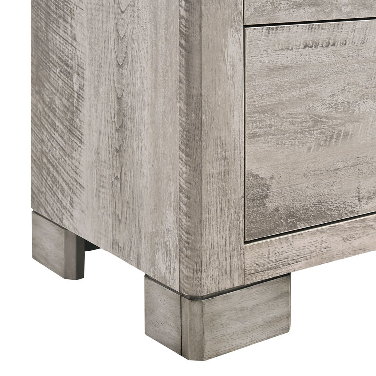 Adam Rustic Gray 2-Drawer Rubberwood Nightstand
