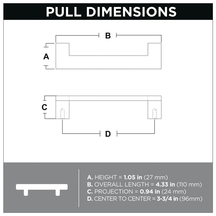 Brushed Nickel Modern Cabinet and Drawer Pull Handles, 10-Pack