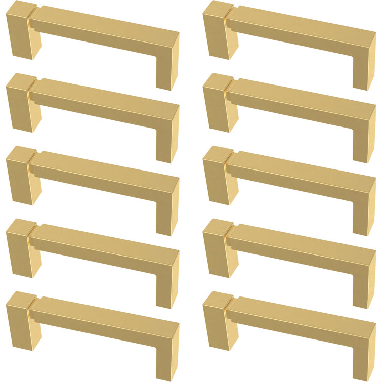 Brushed Brass Asymmetric Notched Bar Pull Set