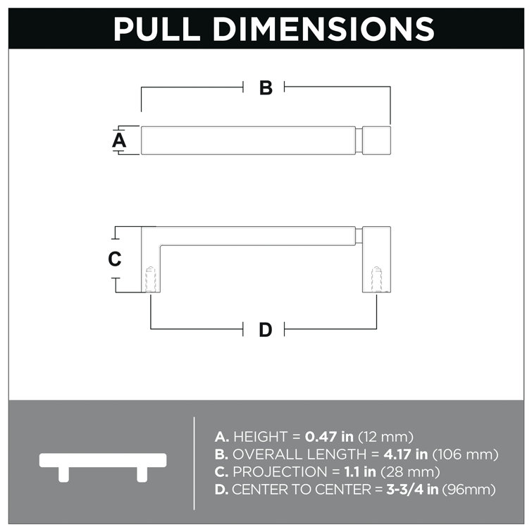 Matte Black Brass Bar Pulls with Mounting Hardware, 10-Pack