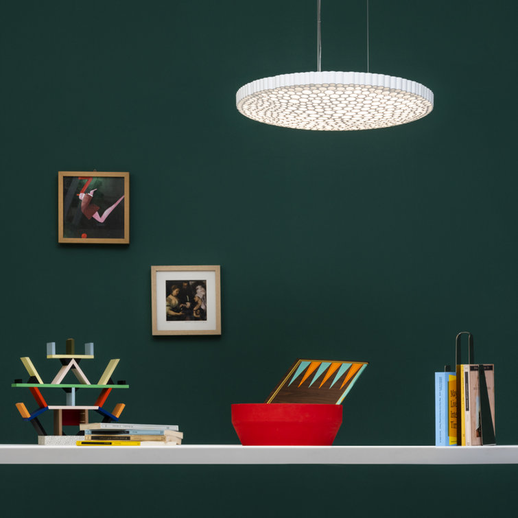 Luna Elegance 3000K LED White Drum Pendant Light
