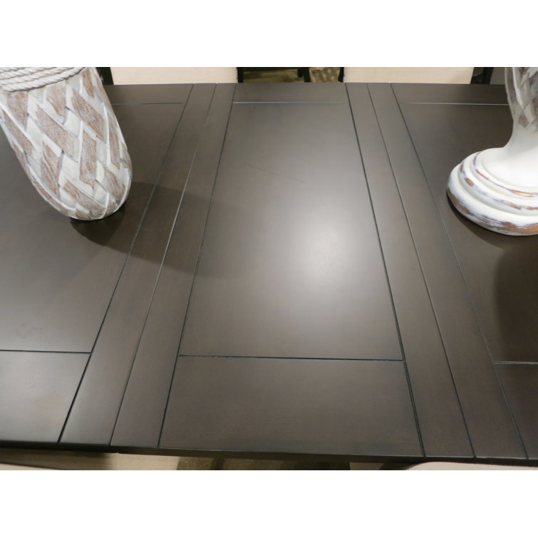 Grayish Brown Extendable Dining Set with Beige Upholstered Chairs