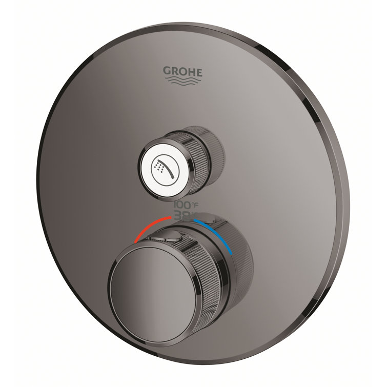 Hard Graphite Wall-Mounted Thermostatic Shower Valve Trim Kit