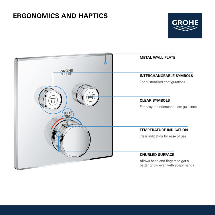 Modern Chrome Wall-Mounted Shower Trim with Push-Button Diverter