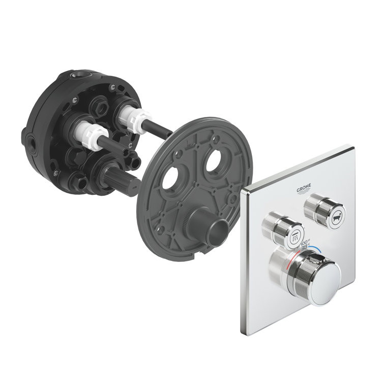 Modern Chrome Wall-Mounted Shower Trim with Push-Button Diverter