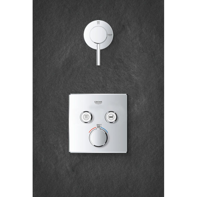 Modern Chrome Wall-Mounted Shower Trim with Push-Button Diverter