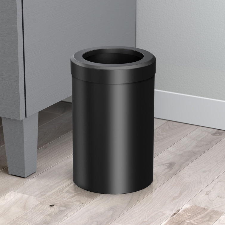 Matte Black Stainless Steel Round Waste Basket with Removable Lid
