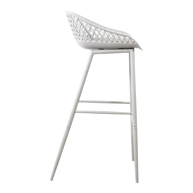 White 29" Modern Low-Back Patio Bar Stools Set of 2