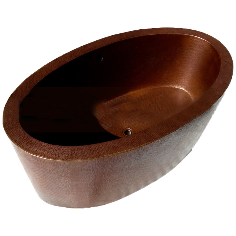 64'' Freestanding Oval Copper Bathtub with Antique Finish