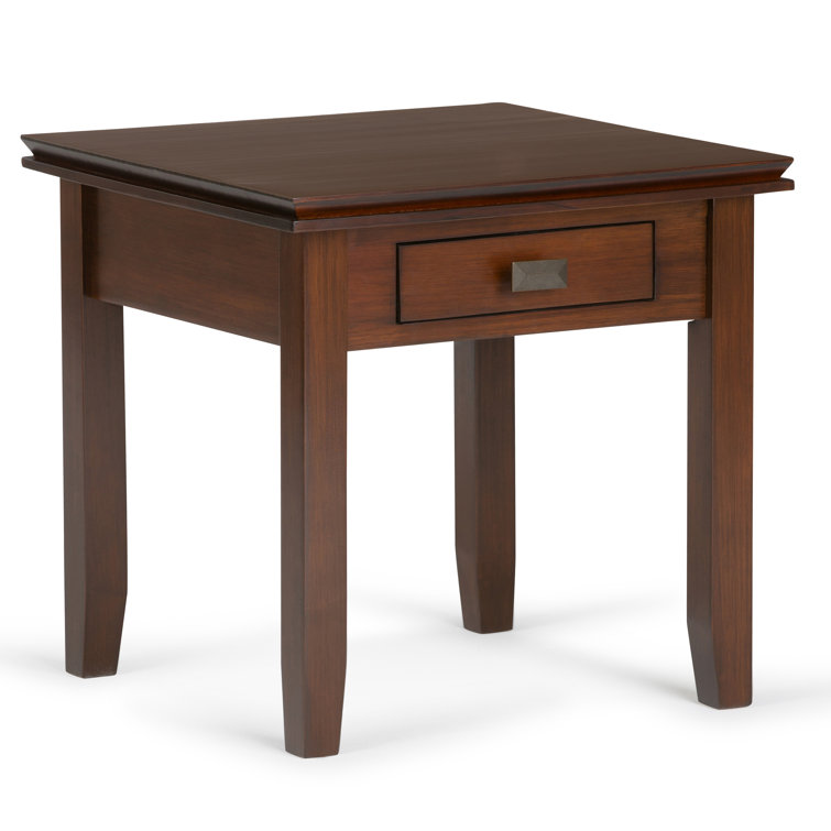 Russet Brown Solid Wood End Table with Storage Drawer