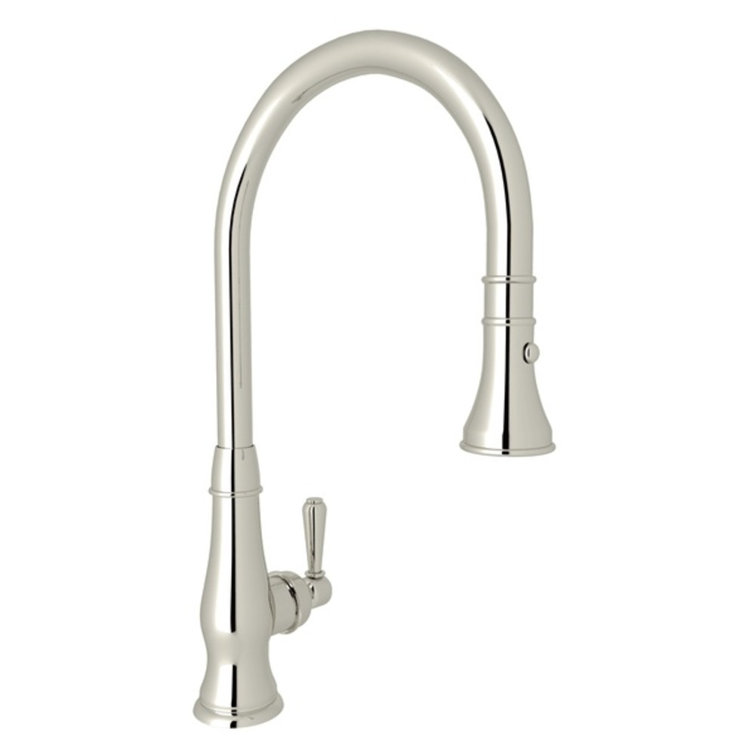Polished Nickel Brass Pull-Down Kitchen Faucet with Spray