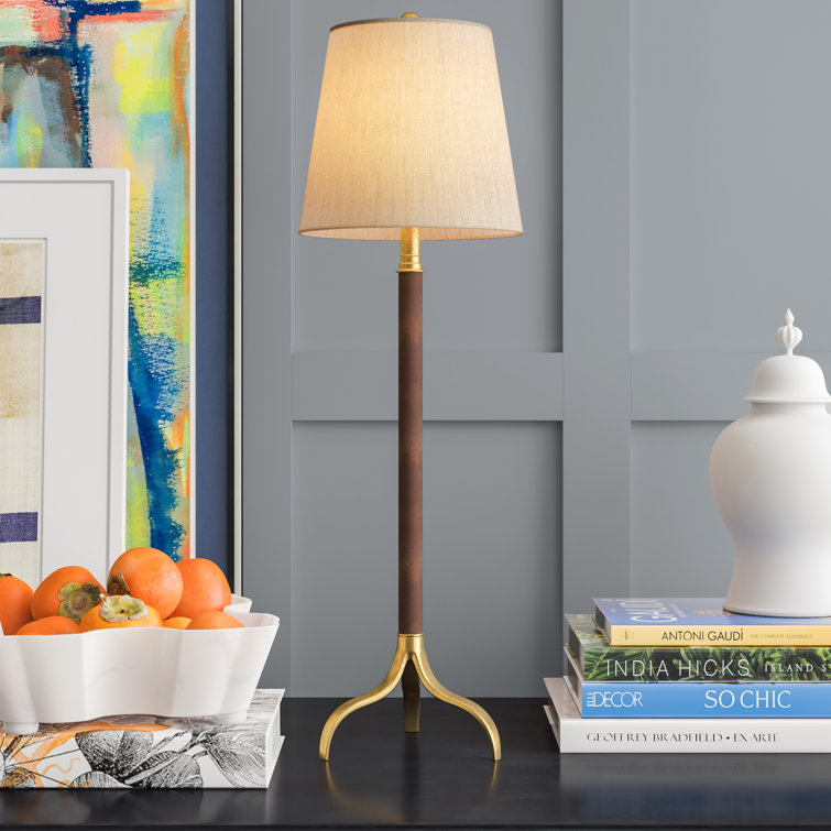 Portobello Gold Leaf Metal Tripod Buffet Lamp Set