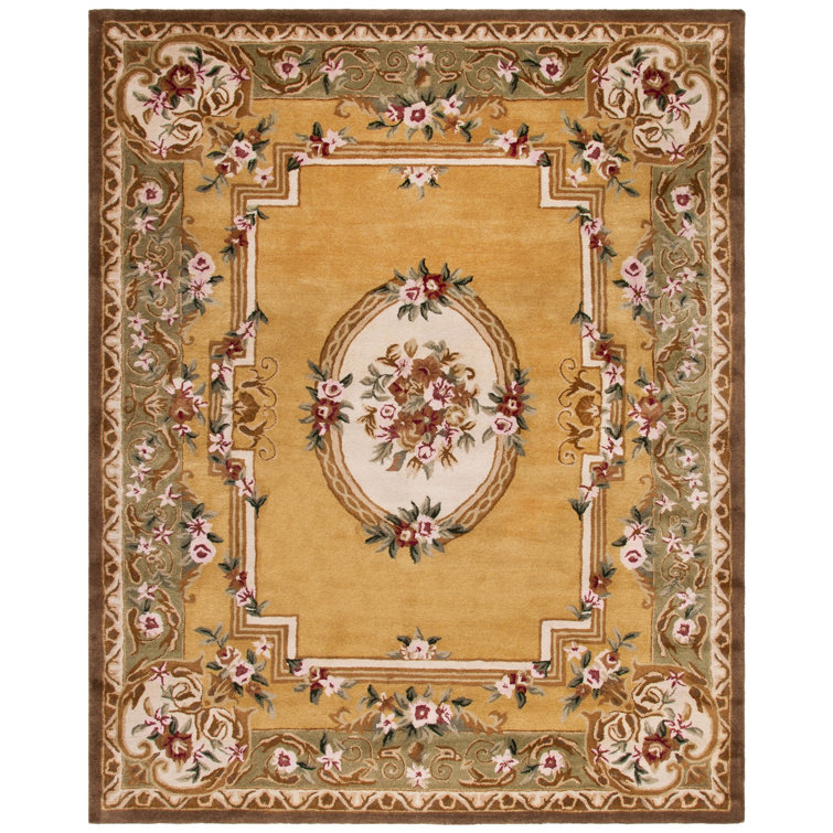 Ivory and Gold Hand-Tufted Wool Rectangular Rug