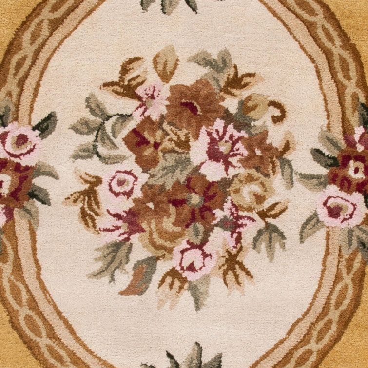 Ivory and Gold Hand-Tufted Wool Persian Area Rug