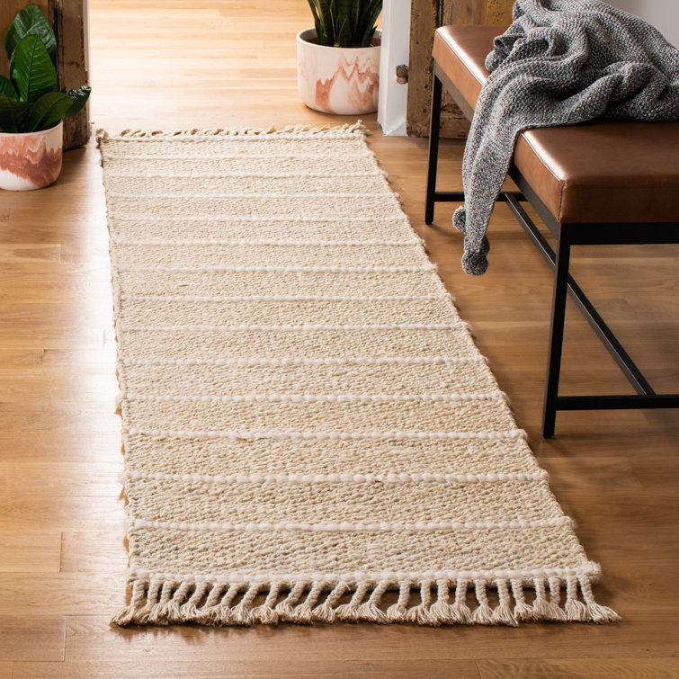 Ivory Handwoven Wool Flat Woven Area Rug 3' x 5'