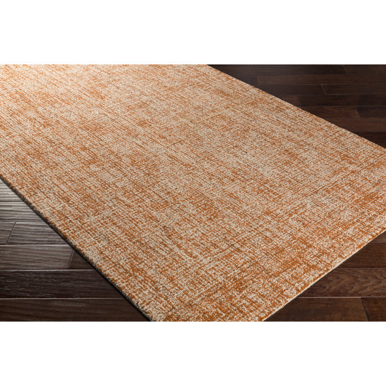 Ivory and Orange Hand-Tufted Wool Runner Rug