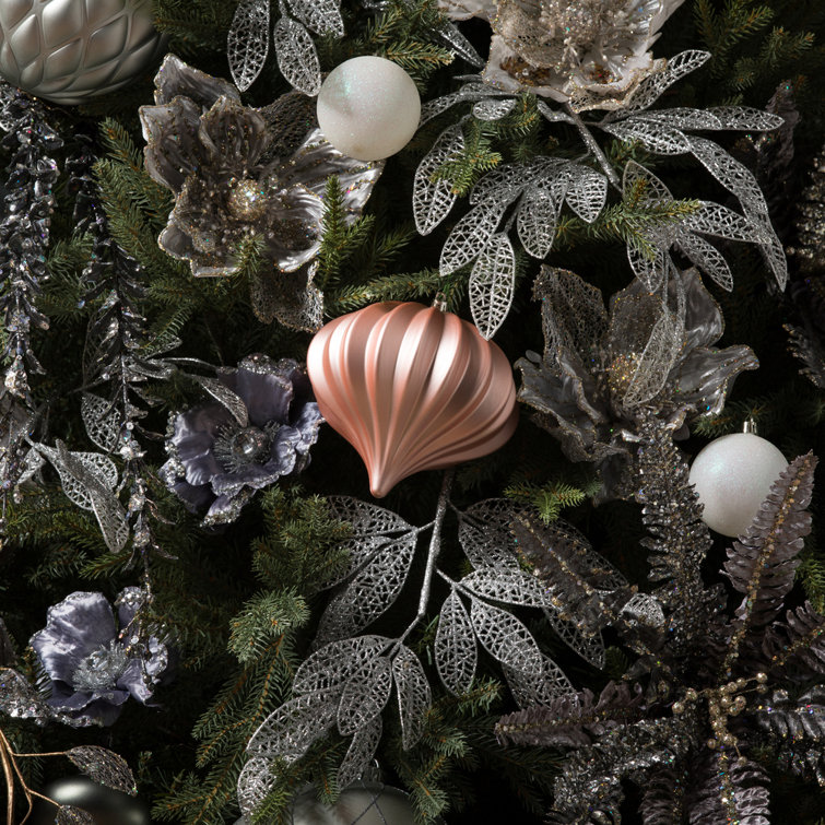 Pewter Shiny Shatterproof Plastic Onion Christmas Ornaments, Set of 3