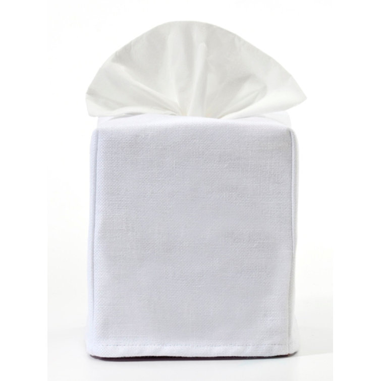White Linen and Cotton Tissue Box Cover