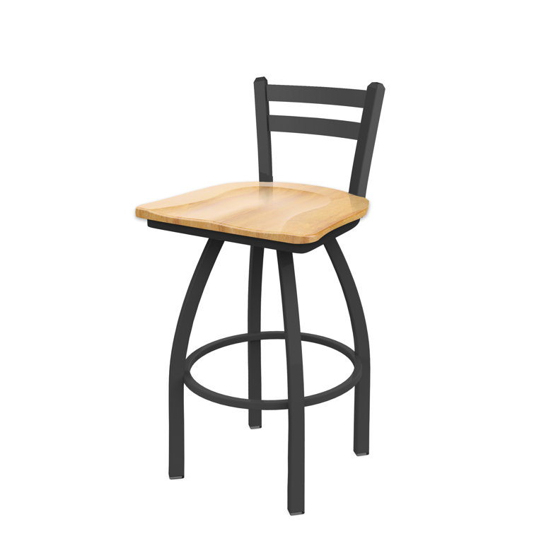 Pewter Finish and Natural Maple 360° Swivel Square Low Back Stool