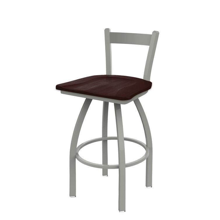 Transitional 25" Anodized Nickel & Dark Cherry Maple Swivel Counter Stool
