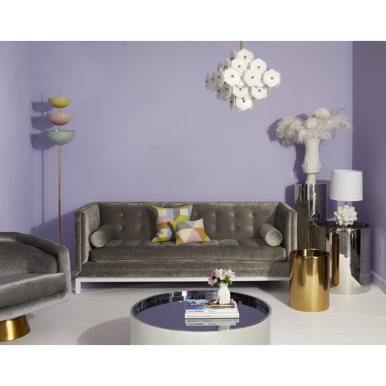 Charcoal Velvet Tufted Sofa with Removable Cushions, 85 in