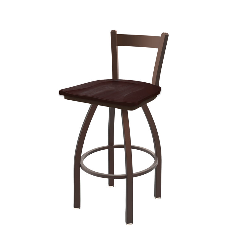 Transitional Catalina Bronze Swivel Counter Stool with Dark Cherry Maple Seat