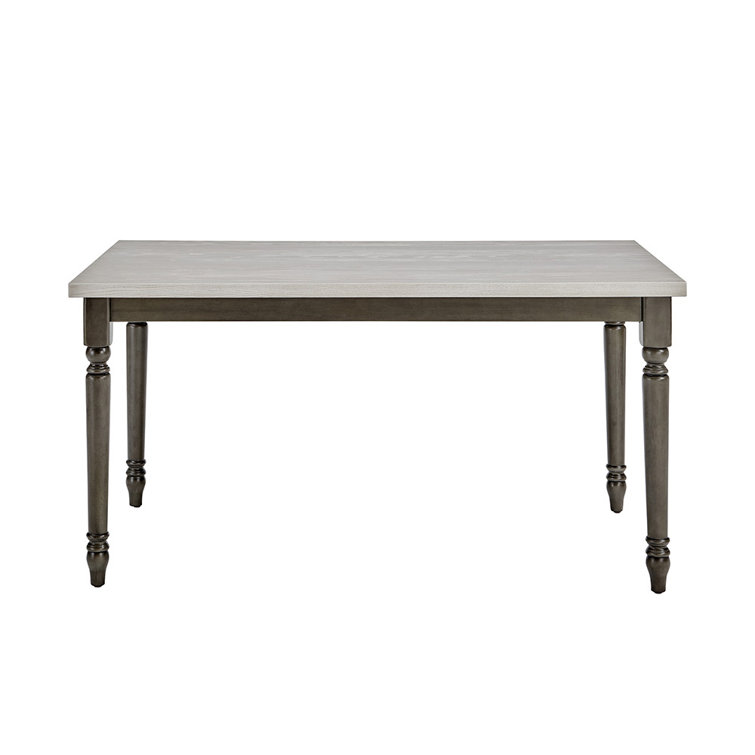 Smokey White and Dark Gray Farmhouse Solid Wood Dining Table