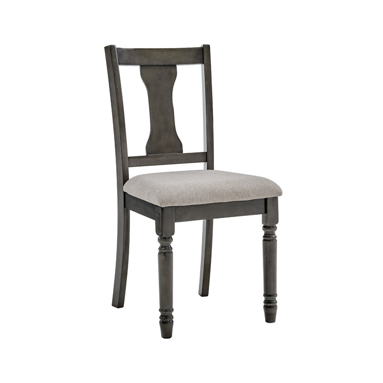Elegant Gray Upholstered Side Chair with Turned Legs