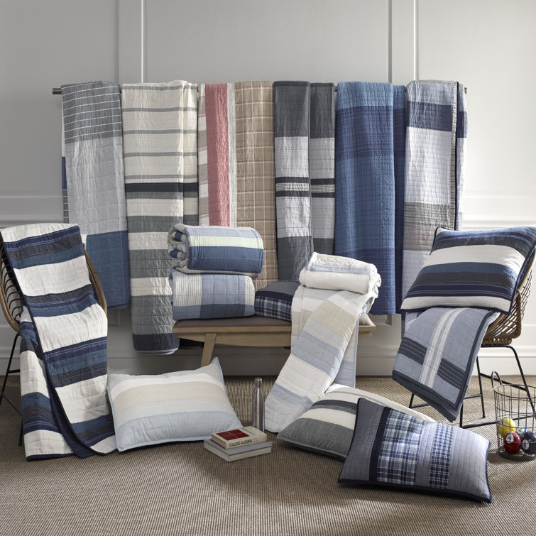 Blue Heather Cotton Reversible Full Quilt Set