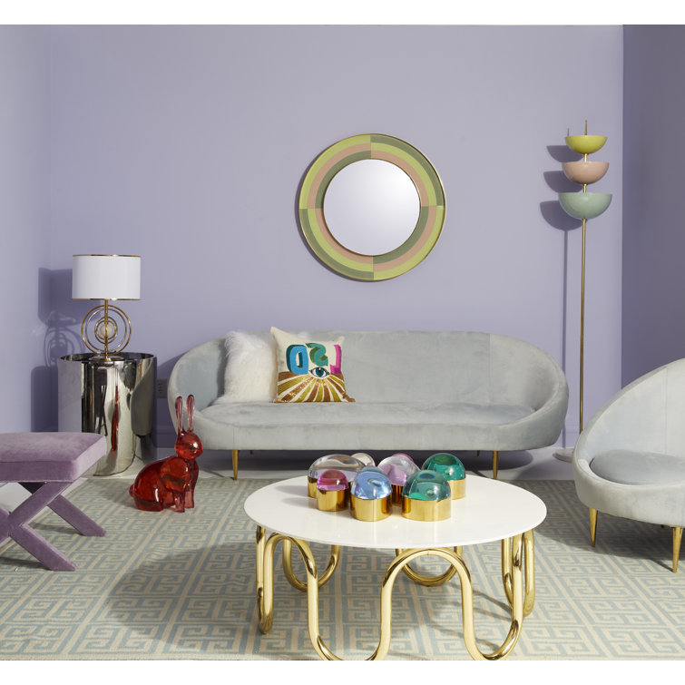 Round White Carrara Marble and Brass Cocktail Table