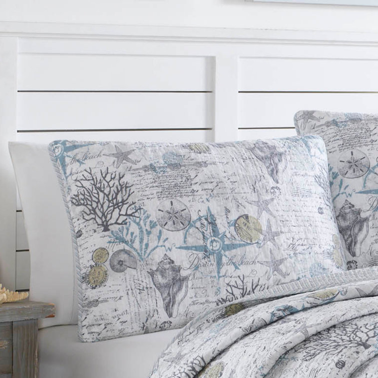Coastal Breeze Gray King Cotton Quilt Set with Reversible Design