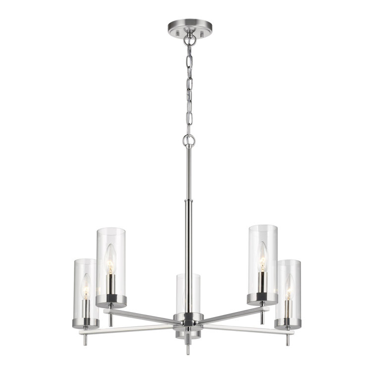 Chrome 5-Light Sputnik Chandelier with Clear Glass Shades