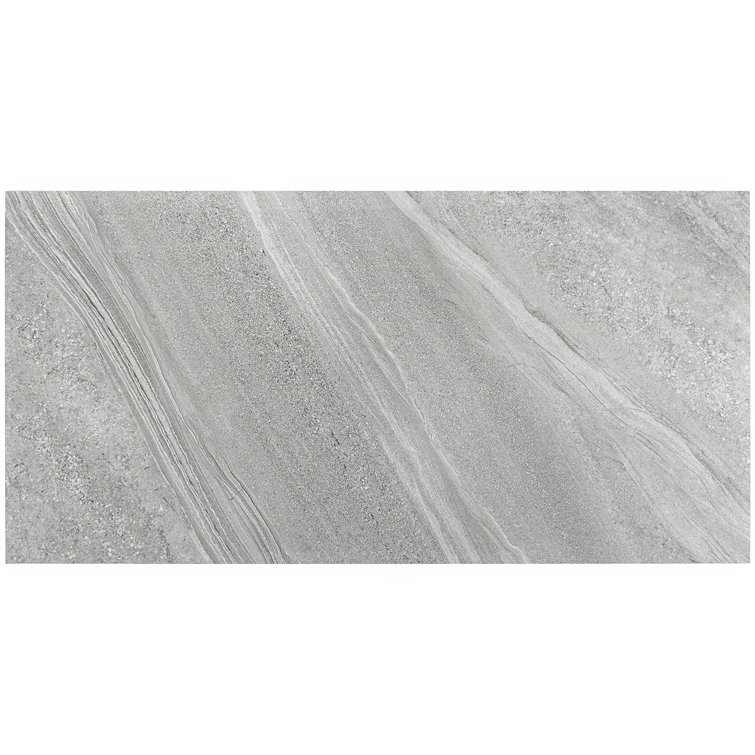 Gray 24x48 Polished Porcelain Marble Look Tile