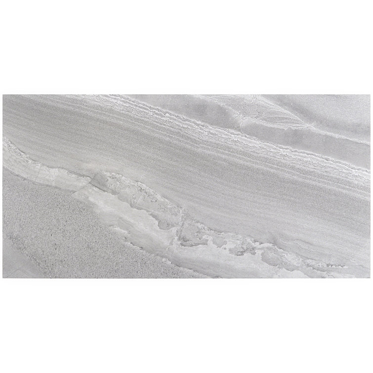 Gray 24x48 Polished Porcelain Marble Look Tile