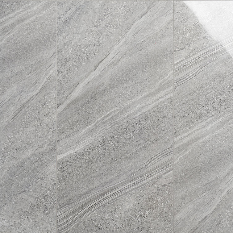 Gray 24x48 Polished Porcelain Marble Look Tile
